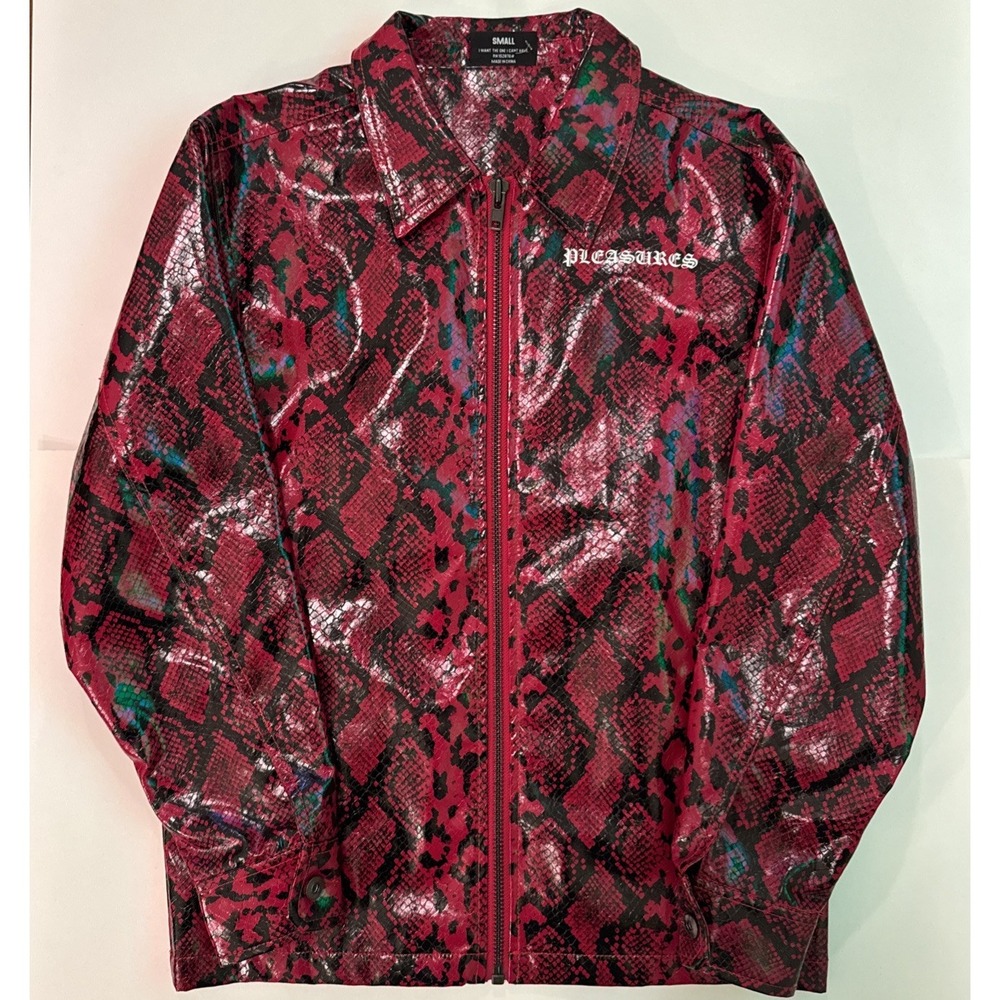 Pleasures Now Men's Jacket Faux Snakeskin Red Size Small